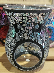 Silver Black Reflections Oil/Wax Tealight Burner