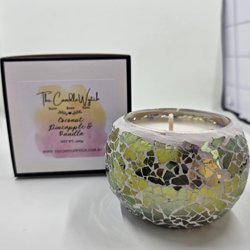 Pineapple Coconut & Vanilla Mosaic Candle